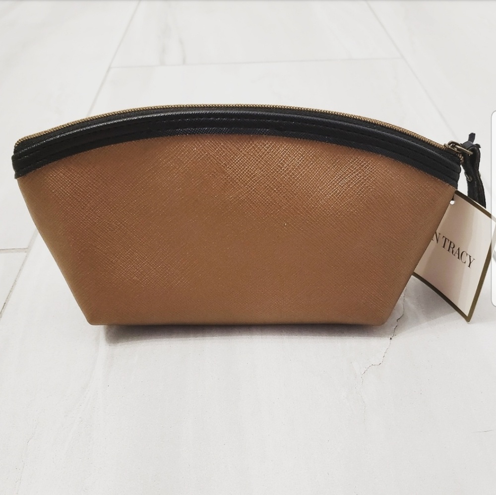 🍉 NWT Ellen Tracy Bronze Black Cosmetic Bag - Picture 2 of 3